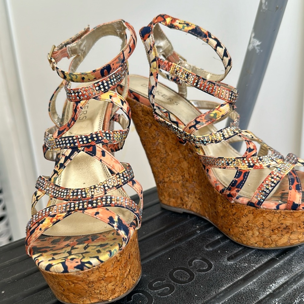 Bakers wedges with rhinestones